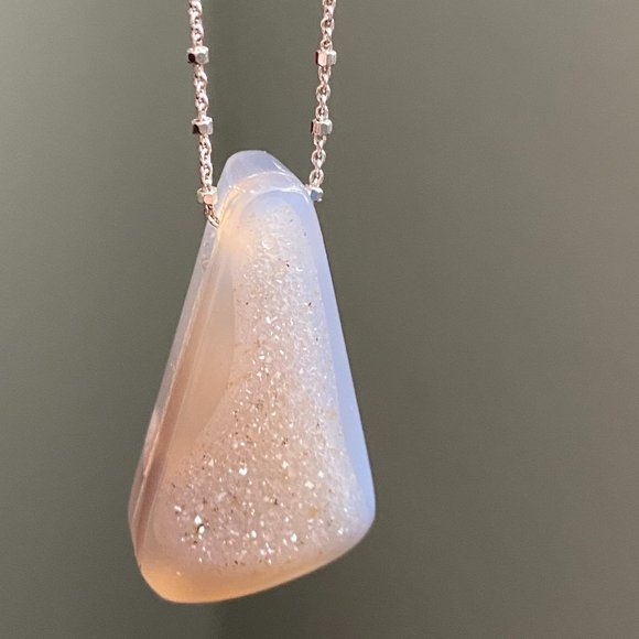 Pratt Daddy Druzy Agate Pendant with Sterling Silver station chain - Rare - Picture 4 of 9